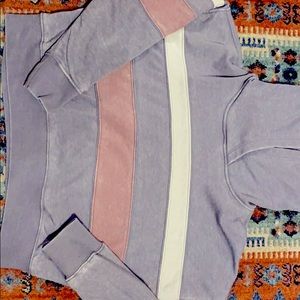 White pink and purple sweatshirt